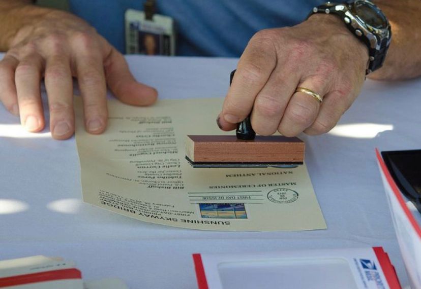 Official approval stamp on grant application